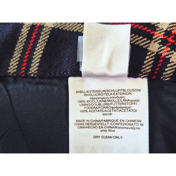 Brooks Brothers Tartan Plaid Wool Skirt Sz 10 Faux Wrap Blue Red Academia Preppy - Picture 6 of 10